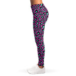 Purple And Teal Leopard Pattern Print Women's Leggings