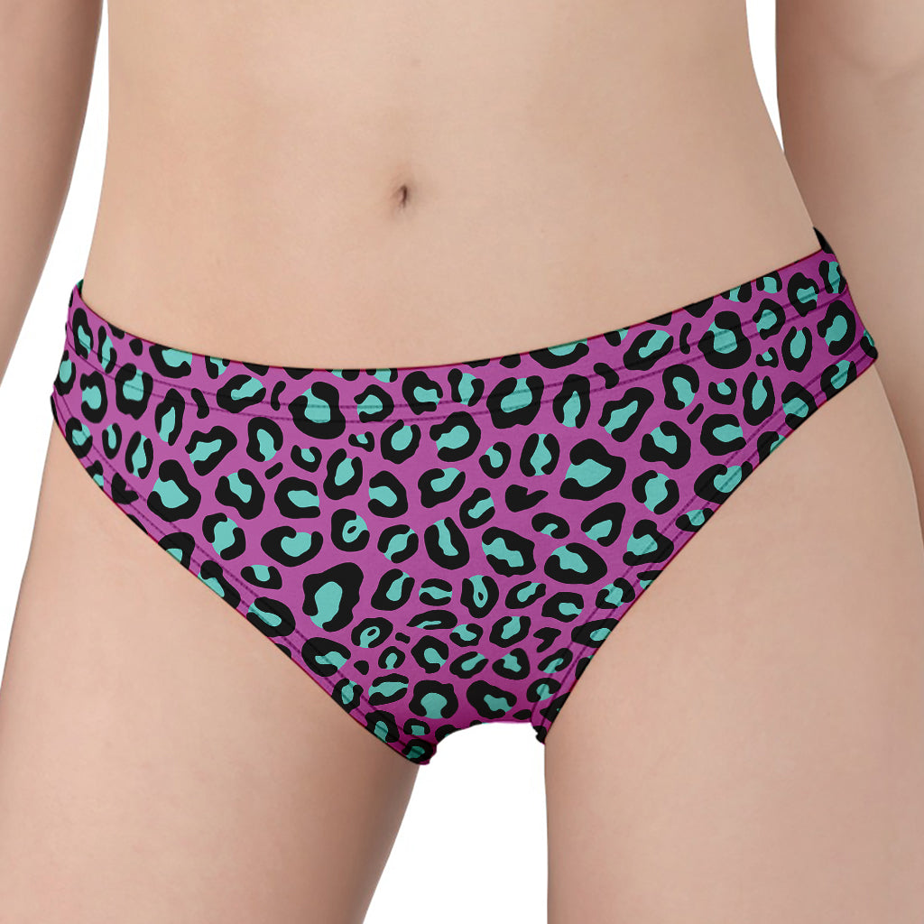 Purple And Teal Leopard Pattern Print Women's Panties