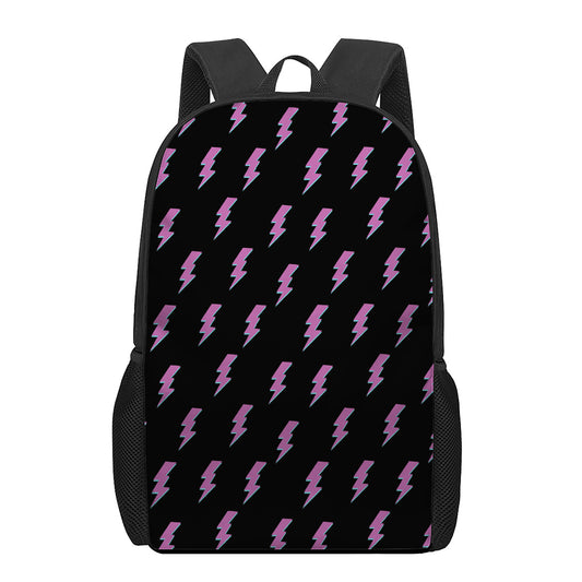 Purple And Teal Lightning Pattern Print 17 Inch Backpack
