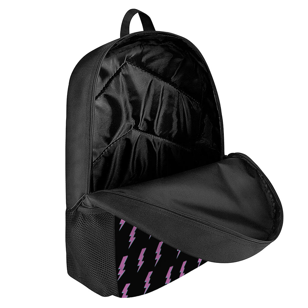 Purple And Teal Lightning Pattern Print 17 Inch Backpack