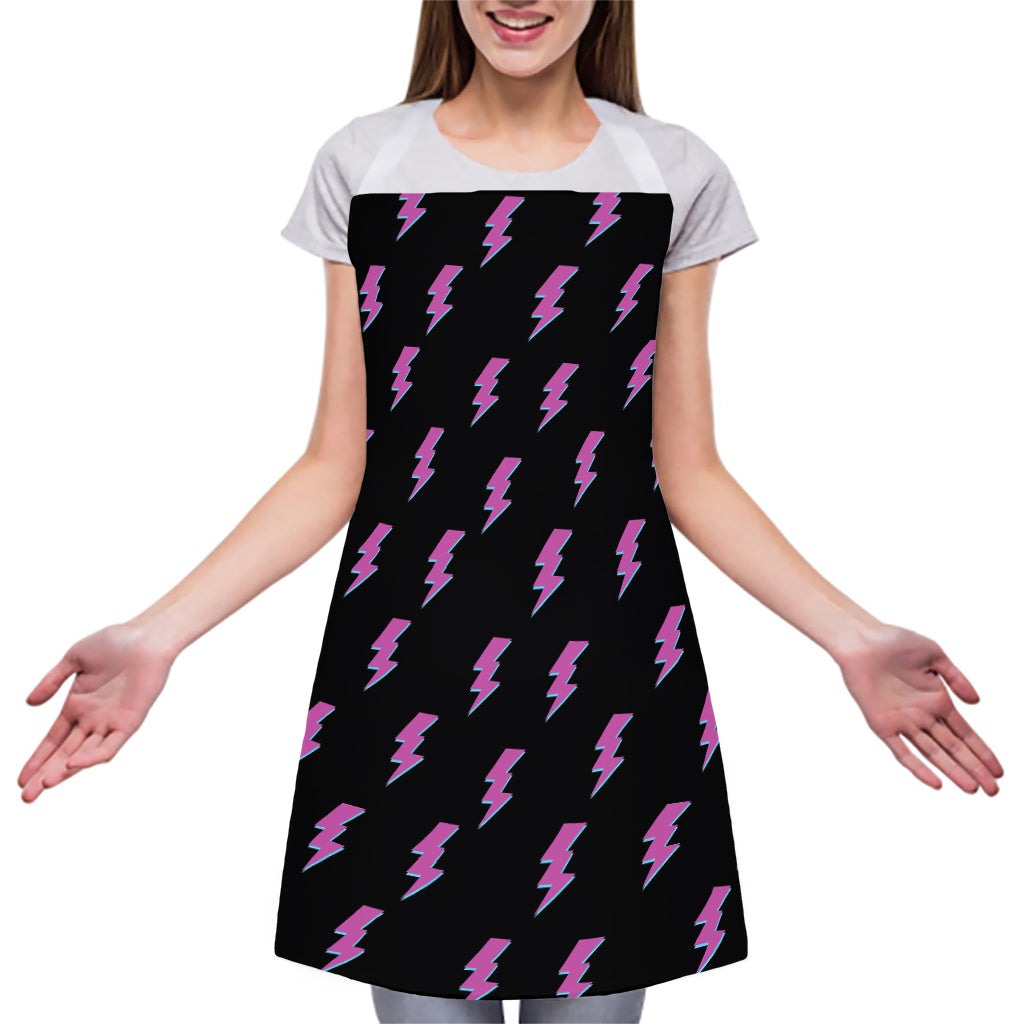 Purple And Teal Lightning Pattern Print Adjustable Apron