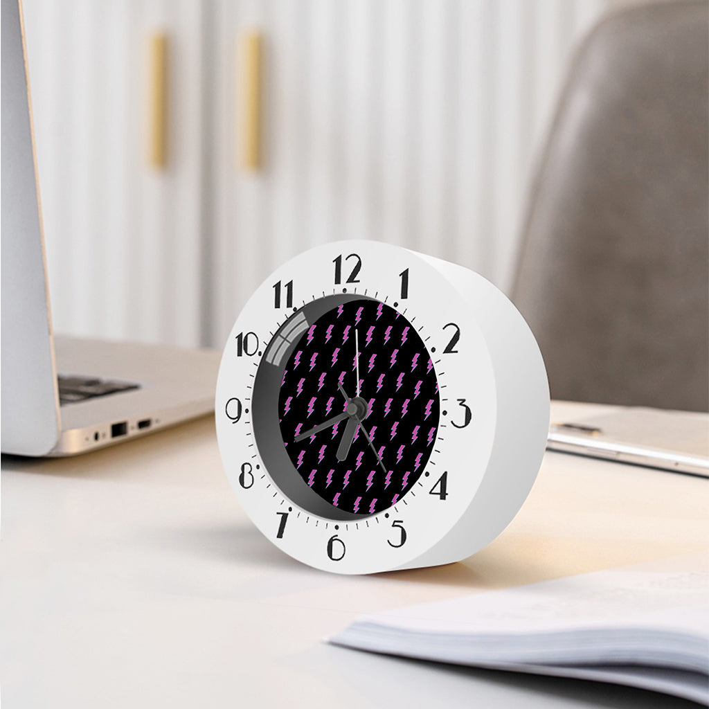 Purple And Teal Lightning Pattern Print Alarm Clock