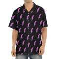 Purple And Teal Lightning Pattern Print Aloha Shirt