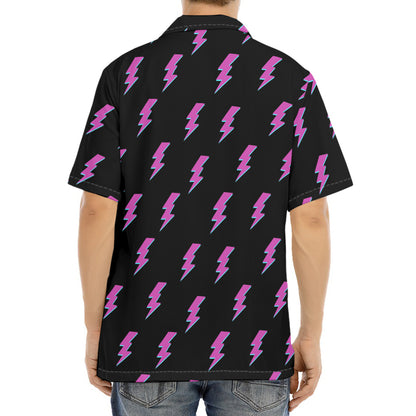 Purple And Teal Lightning Pattern Print Aloha Shirt