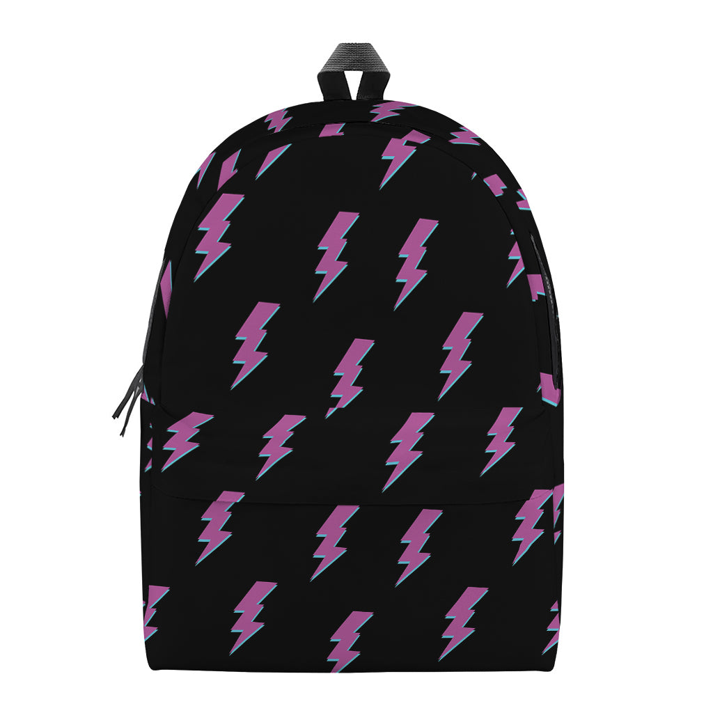 Purple And Teal Lightning Pattern Print Backpack