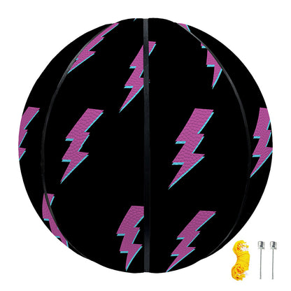 Purple And Teal Lightning Pattern Print Basketball