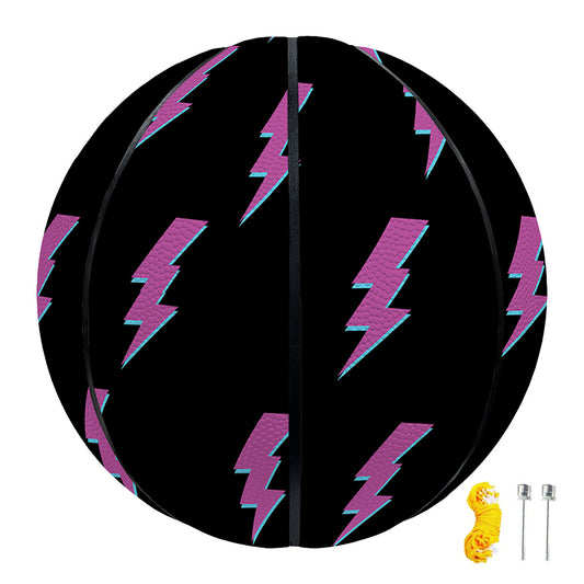 Purple And Teal Lightning Pattern Print Basketball