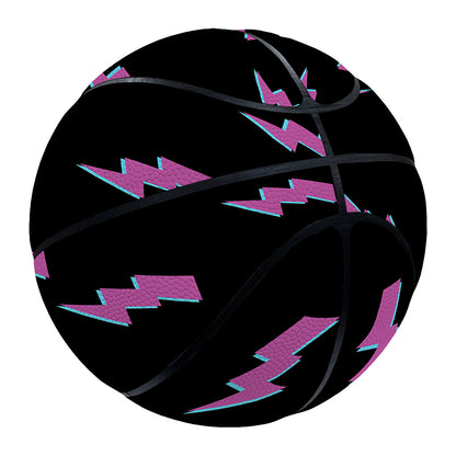 Purple And Teal Lightning Pattern Print Basketball