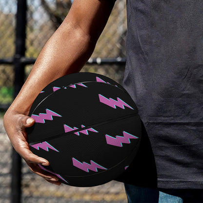 Purple And Teal Lightning Pattern Print Basketball