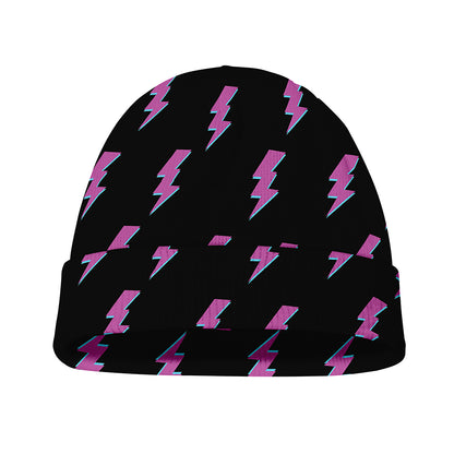 Purple And Teal Lightning Pattern Print Beanie