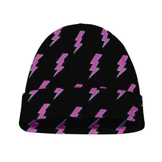 Purple And Teal Lightning Pattern Print Beanie