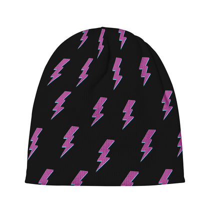 Purple And Teal Lightning Pattern Print Beanie