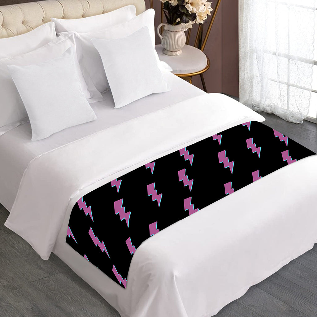 Purple And Teal Lightning Pattern Print Bed Runner