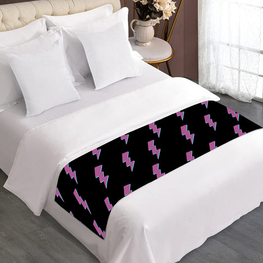 Purple And Teal Lightning Pattern Print Bed Runner