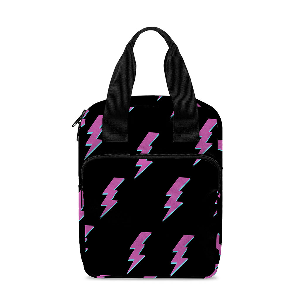 Purple And Teal Lightning Pattern Print Bible Tote Bag