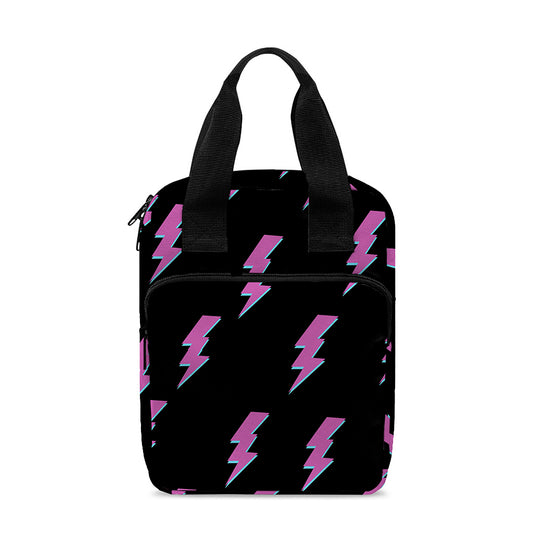 Purple And Teal Lightning Pattern Print Bible Tote Bag