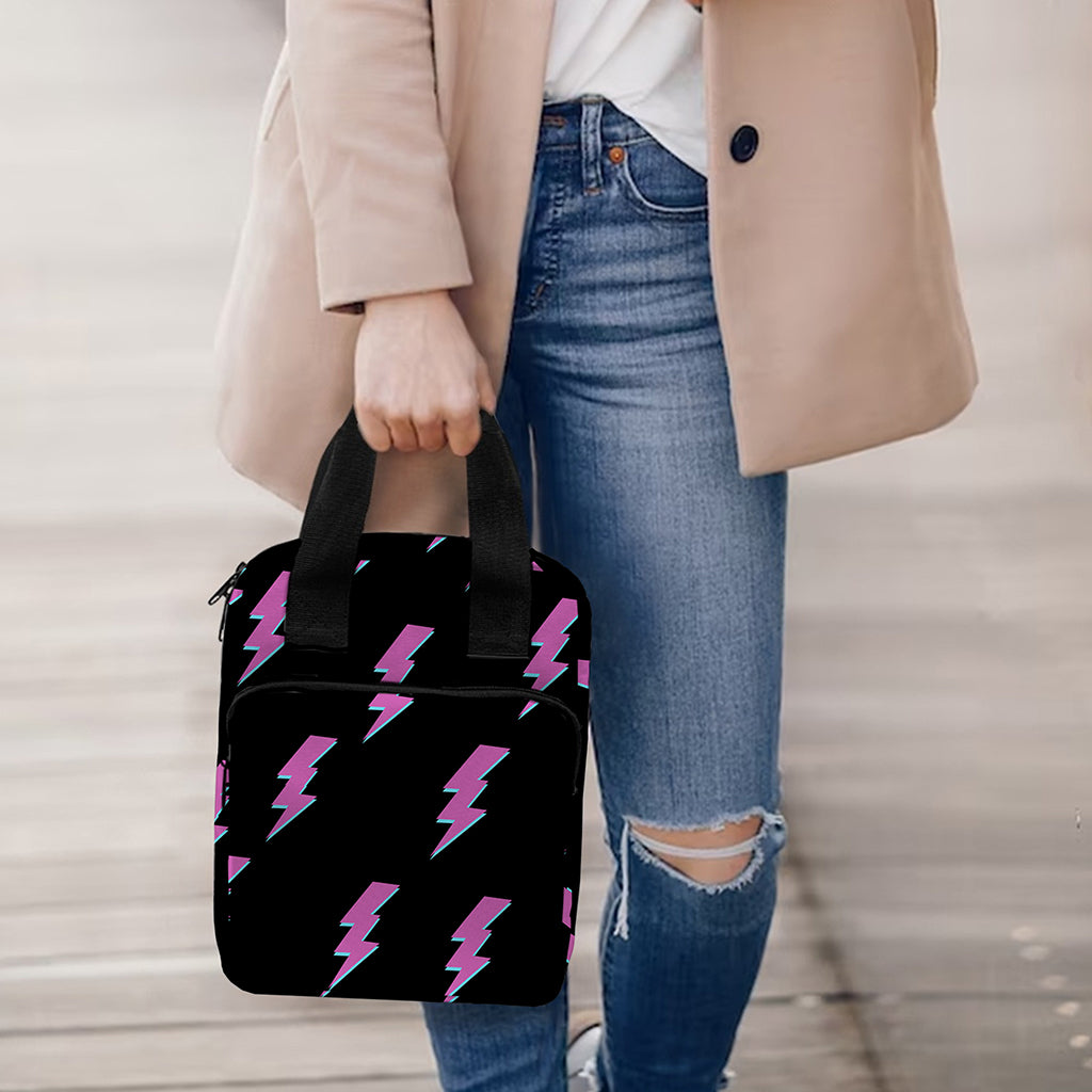 Purple And Teal Lightning Pattern Print Bible Tote Bag