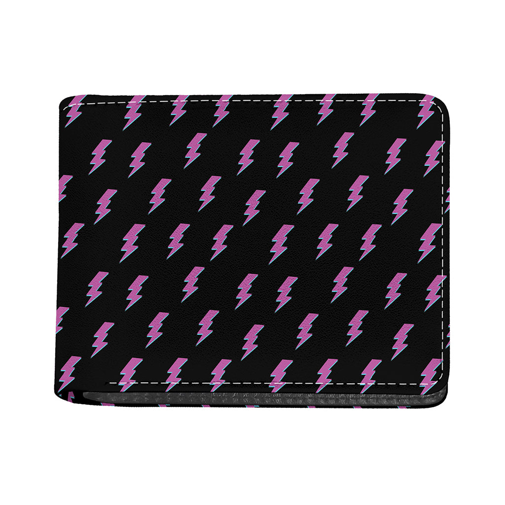 Purple And Teal Lightning Pattern Print Bifold Wallet