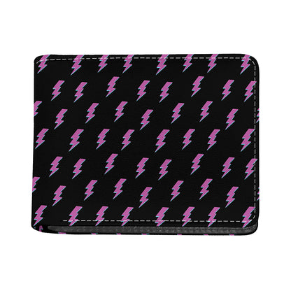 Purple And Teal Lightning Pattern Print Bifold Wallet
