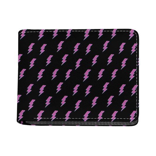 Purple And Teal Lightning Pattern Print Bifold Wallet
