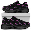 Purple And Teal Lightning Pattern Print Black Chunky Shoes