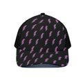 Purple And Teal Lightning Pattern Print Black Mesh Trucker Hat