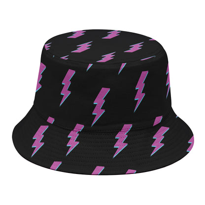 Purple And Teal Lightning Pattern Print Bucket Hat