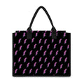 Purple And Teal Lightning Pattern Print Canvas Tote Bag