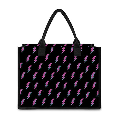 Purple And Teal Lightning Pattern Print Canvas Tote Bag