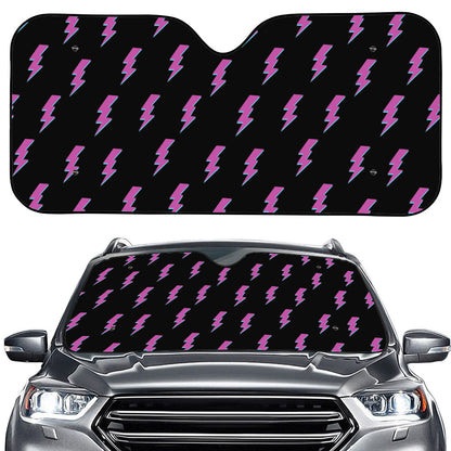 Purple And Teal Lightning Pattern Print Car Windshield Sun Shade