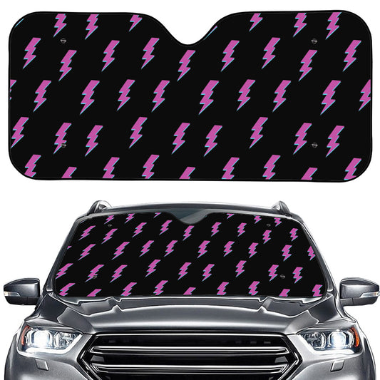 Purple And Teal Lightning Pattern Print Car Windshield Sun Shade