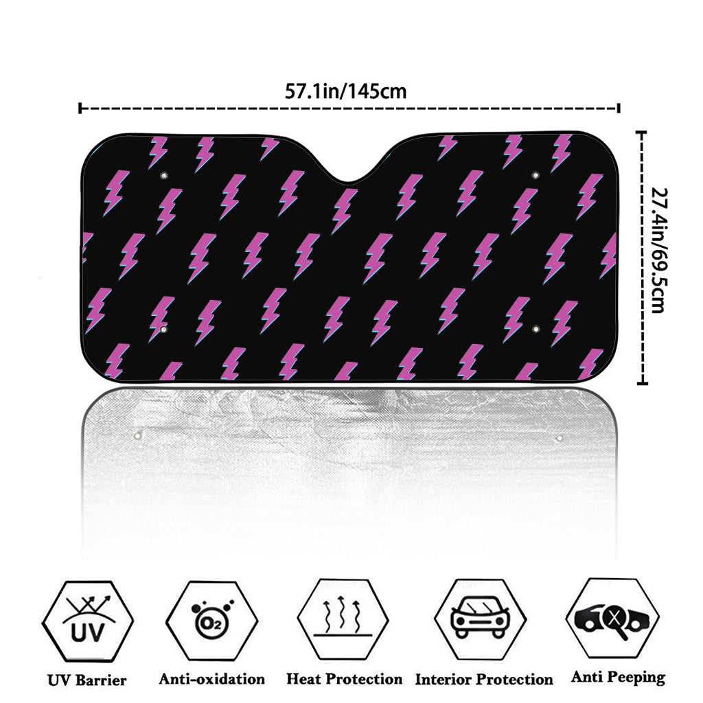 Purple And Teal Lightning Pattern Print Car Windshield Sun Shade