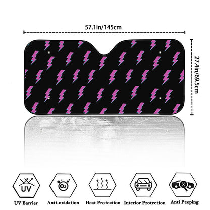 Purple And Teal Lightning Pattern Print Car Windshield Sun Shade