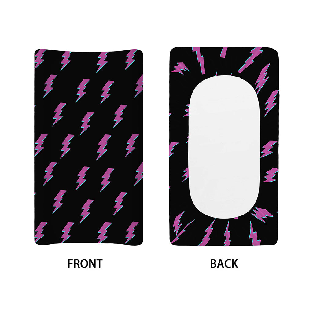 Purple And Teal Lightning Pattern Print Changing Pad Cover