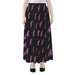 Purple And Teal Lightning Pattern Print Chiffon Maxi Skirt