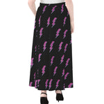 Purple And Teal Lightning Pattern Print Chiffon Maxi Skirt