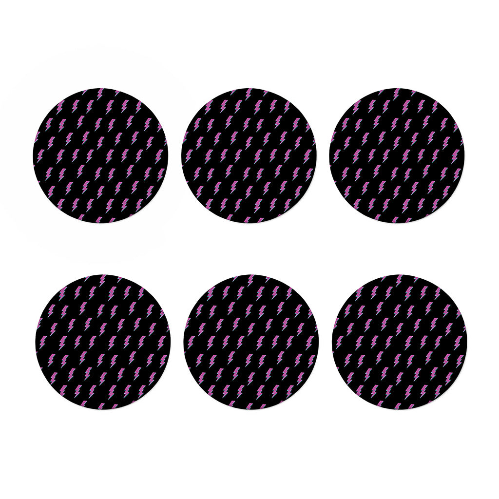 Purple And Teal Lightning Pattern Print Coaster Set