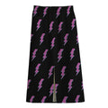 Purple And Teal Lightning Pattern Print Cotton Front Slit Maxi Skirt