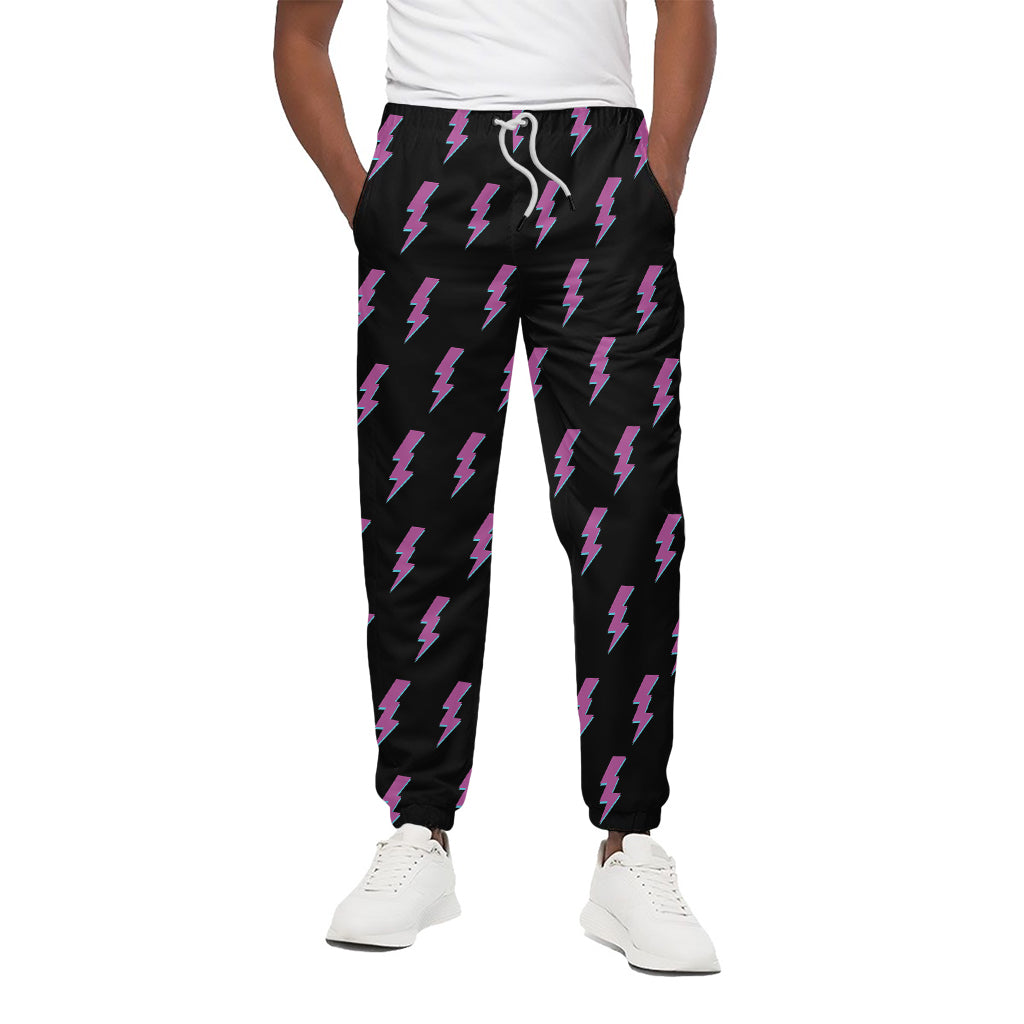 Purple And Teal Lightning Pattern Print Cotton Pants