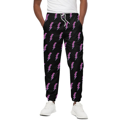 Purple And Teal Lightning Pattern Print Cotton Pants