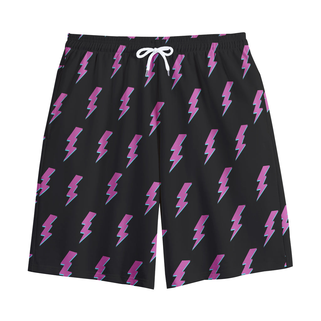 Purple And Teal Lightning Pattern Print Cotton Shorts