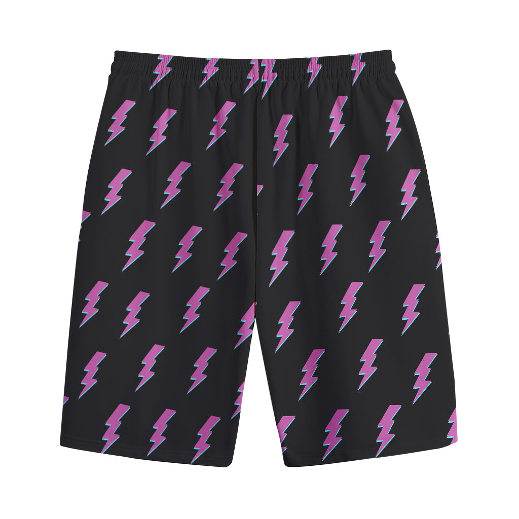 Purple And Teal Lightning Pattern Print Cotton Shorts