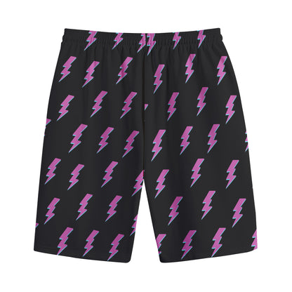 Purple And Teal Lightning Pattern Print Cotton Shorts