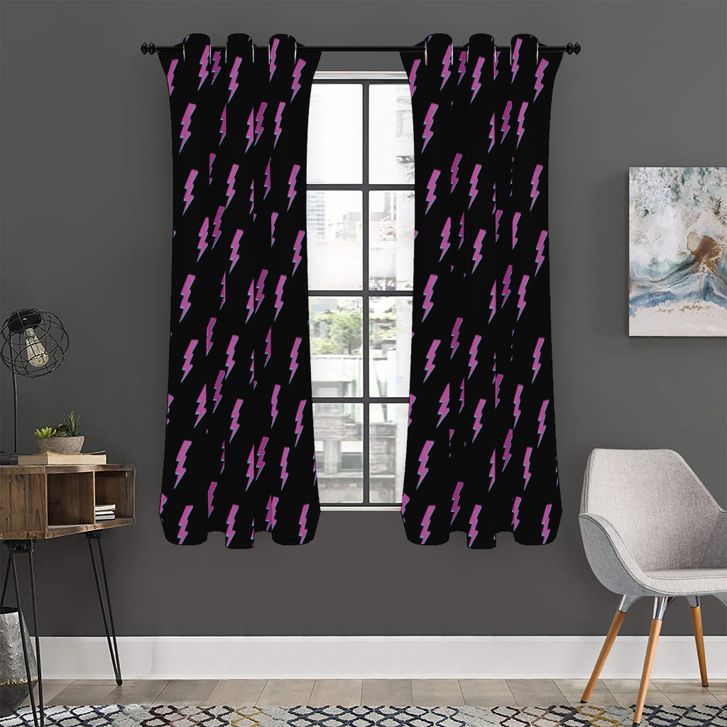 Purple And Teal Lightning Pattern Print Curtain