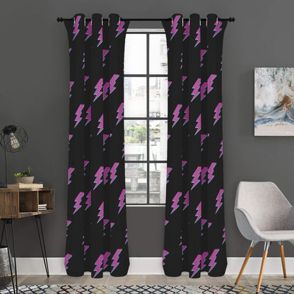 Purple And Teal Lightning Pattern Print Curtain