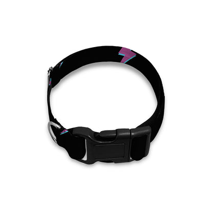 Purple And Teal Lightning Pattern Print Dog Collar