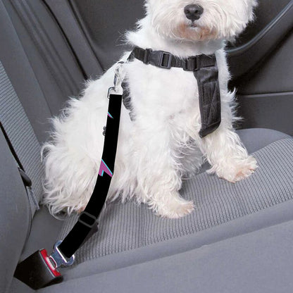 Purple And Teal Lightning Pattern Print Dog Seat Belt