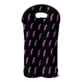 Purple And Teal Lightning Pattern Print Double Neoprene Wine Tote