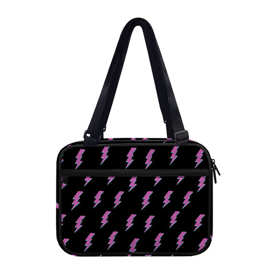 Purple And Teal Lightning Pattern Print Double Strap Bible Bag