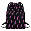 Purple And Teal Lightning Pattern Print Drawstring Backpack